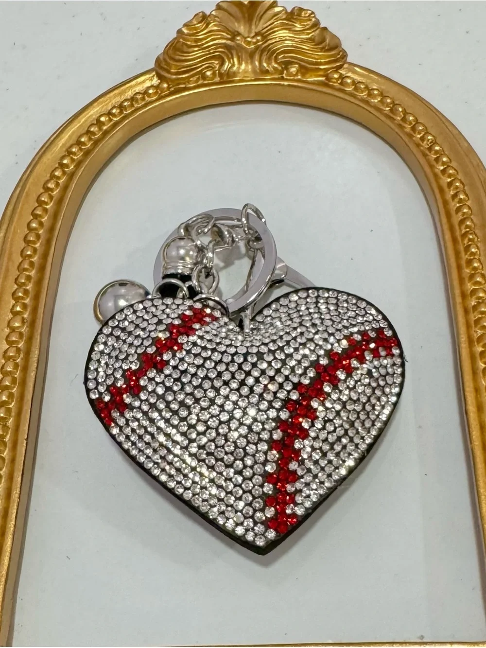 New Baseball Heart Keychain